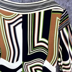 Ali Ro Dress Small Green Brown Abstract Artsy Psychedelic Fun Maximalist Comfy