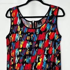 New Directions Womens L Multicolor Abstract Brushstroke Sleeveless Shift Dress