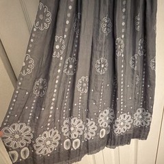 Max Studio One Size Gray/White Floral Smocked Square Neck Midi Sundress Straps