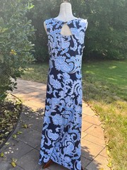 Talbots Jewel Line Sleeveless Blue / White Paisley Jersey Maxi Dress – Womens L
