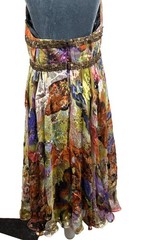 Vintage Cassandra Stone Size12 Inspired Halter Dress Midi Multicolor Silk Blend