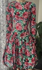 Vtg 80&rsquo;s Ann Taylor Silk Floral Drop Waist Bubble Hem Tea Garden Party Dress