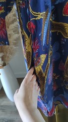 One Hundred Stars Kimono Dress Royal Blue Floral Paisley Cupro Viscose M/L Boho