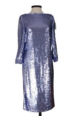 St John Knits Lilac Sequin Boat Neck Dress 3/4 Sleeve Flaw Sz 12 NWOT $1695