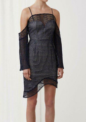 KEEPSAKE The Label EASY LOVE Off Shoulder Mini Dress Eyelet S,M,L NAVY NWT$235