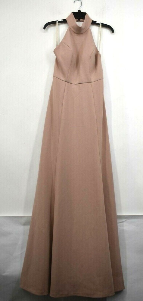 Jenny Yoo Womens Rose Pink Gown Halter Neck Stretch Concealed Back Zip 8