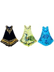 Womens Umbrella Dress Ladies Summer Tie Dye Embroidery Beachwear Dress Top