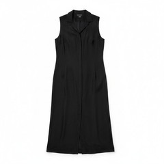 Banana Republic LBD Black 100% Silk Sleeveless Maxi Shirt Dress Size 8