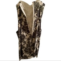 J Crew Cream Green Tan Camouflage Floral Strapless Cut-Out 100% Silk Dress Sz 0