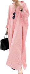 Womens Cotton Maxi Shirt Dress Button Down Long Sleeve Loose Fit Kaftan