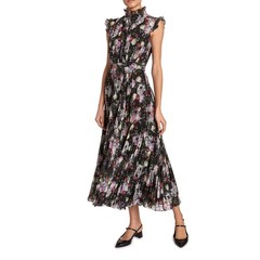 Erdem Women&rsquo;s Roisin Floral Pleated Sleeveless Midi Dress Black Multi – Size 6