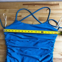 Lulus Ruched Bodycon Spaghetti Strap Mini Dress Bright Blue Open Tie Back Size L