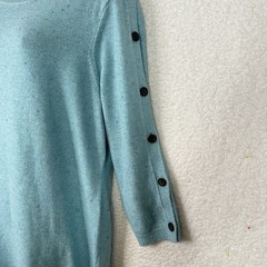 Talbots Knit Sweater Dress Womens XL Blue Button Sleeve 3/4 Sleeve Casual NWT