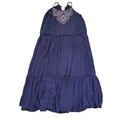 MUCHE ET MUCHETTE Navy Blue Embroidered Tiered Maxi Dress Women