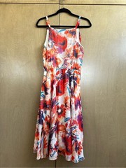 Kut From The Kloth Caleb Floral Dress Ruffle Overlay Sleeveless Side Zip Size M