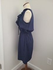 Venus Ruffle Lace Up Mini Dress Women’s Size S Sleeveless Tie Front Navy Blue