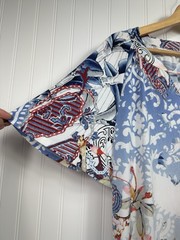 Chico&rsquo;s 1 (S) Multicolor Burnout Floral Paisley Print Shift Dress Tie Neckline