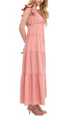 Free The Roses Sweetheart Neck cotton gauze tiered Maxi Summer Dress Medium New
