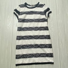 Solitaire Women&rsquo;s Black & White Striped Floral Lace Mini Dress Size Medium