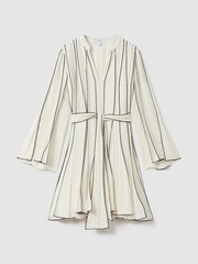 REISS Orla Contrast Ruffle Mini Dress in Ivory/Black UK Size 6