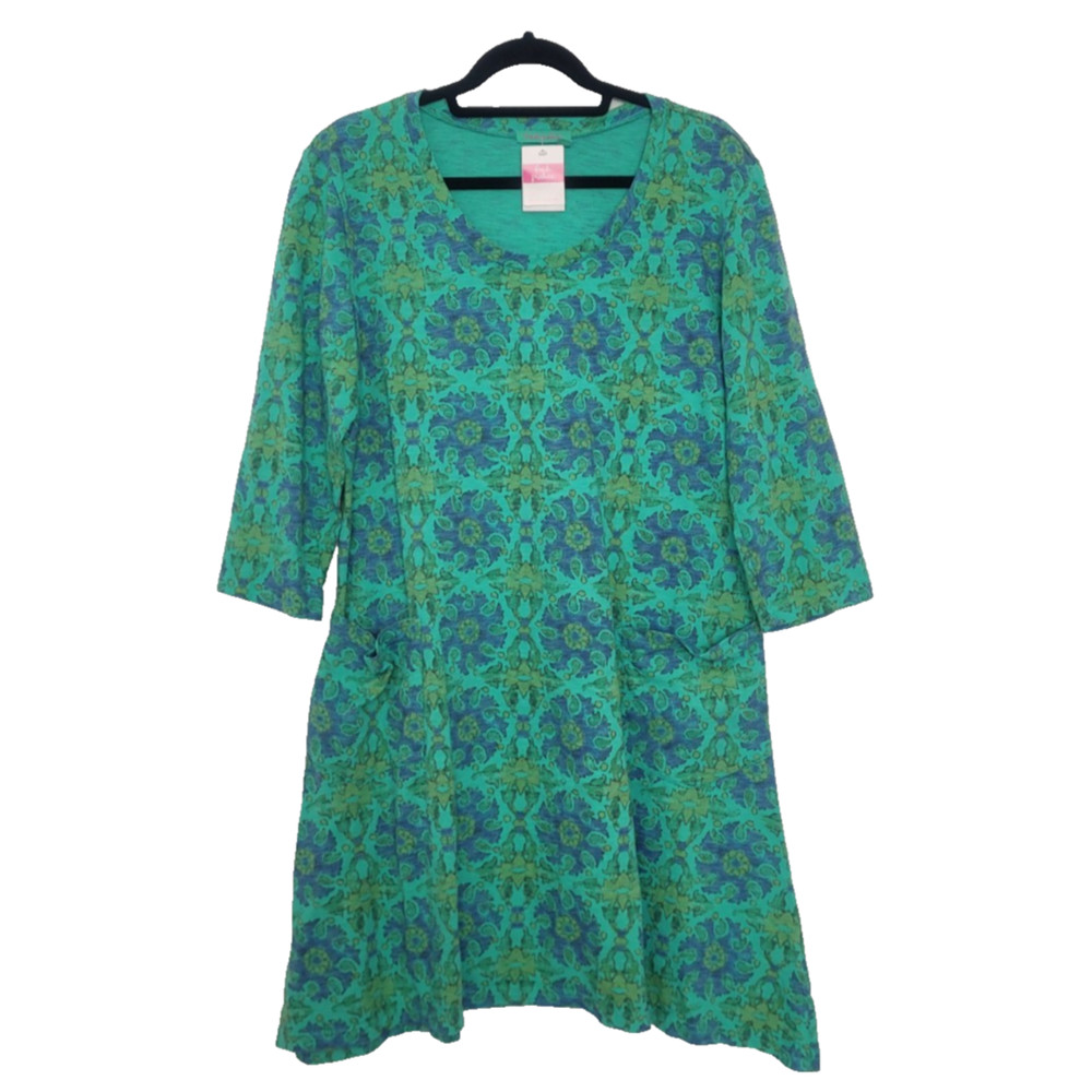 NWT Fresh Produce Talavera Boca Floral Geometric Print Midi Dress Size XL Blue