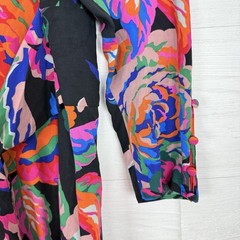 Zara Kaftan Style Mini Dress Medium Black Floral Tie Waist Beach Resort Wear