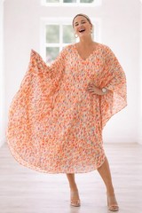 NEW Adrienne Caftan Maxi Dress M/L/XL Boho Resort Cruise Beach Coastal Satin NWT