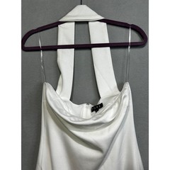 FORE Size Large Maxi Dress White Halter Back Slit Old Money Party Elegant