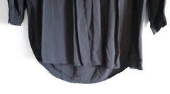 Wilfred Free Women&rsquo;s Black XXS Pleated Eyelet Buttoned Long Sleeve Tunic Top