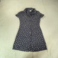 GAP Mini Shirt Dress Womens XS Blue Floral Rayon Collared Button Cottagecore