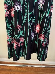 BCBGMAXAZRIA Black Multicolor Floral Sweetheart Strappy Mesh Midi Zip Back M