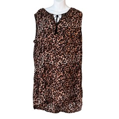 Beach Lunch Lounge Dress Womens Brown & Black SZ XXL Leopard Print Tassel Rayon