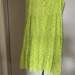 NWT WOMENS MADE IN ITALY GREEN COTTON EYELET MIDI DRESS, Size S