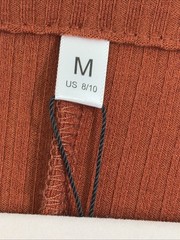 Ribbed Knit Button Front Midi Dress Rust Orange Long Sleeve Boho Fall Size M