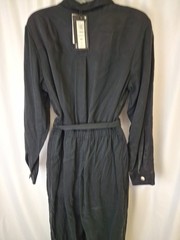 M&S AUTOGRAPH LYOCELL WIDE LEG JUMPSUIT RRP89 uk12 Belt Long Sleeve Black E5128