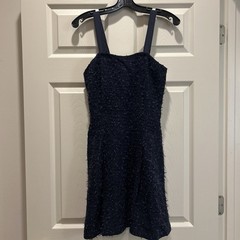 Etcetera Navy Blue Textured Mini Dress With Adjustable Or Removable Straps