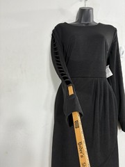 Rebecca B Women’s Basic Black Dress Size 12 NWT Window Pane Sleeve Stretchy