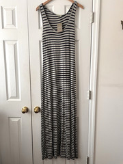 Anthropologie NEW W/Tag ($148) Bordeaux Black Striped Maxi Tank Dress Size S