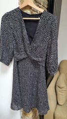 Urban Revivo Black & White Polka Dot Dress. Size UK 8. Lined. 3/4 Sleeves. NWOT