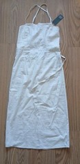 Womens SZ 8 Ivory Wild Fable Pencil Midi Dress Corset Back Criss Cross