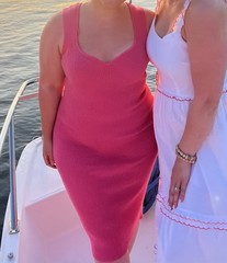Willow & Wind Pink Ribbed Knit Bodycon Midi Dress V-Neck Sleeveless Size L