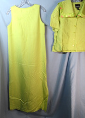 VTG POSITIVE ATTITUDE Green Dress/Jacket Set LARGE COLLAR OVERLAY Linen Blend 8