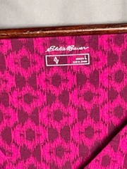 Large Eddie BauerSleeveless Pink Geometric Print Surplice Fit and Flare Travel D