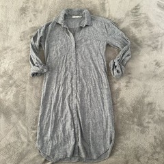 Prana Gray Roll Tab Sleeve Shirt Dress Hemp Blend Women&rsquo;s XS Outdoor
