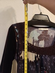 Solitaire Dress Womens Large Purple Velvet Sleeves Crochet Trim Boho Print Midi