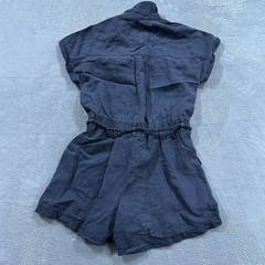Nicole Miller Button Jumpsuit Overall Shorts Women S Blue Linen Boho