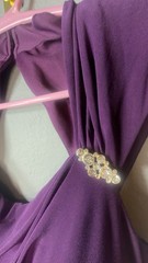 Scarlett Purple Solid Ruched Rhinestone Cowl Neck Sheath Dress Women’s 4