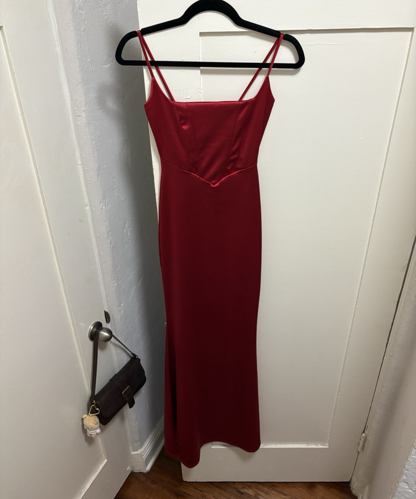 Windsor Women’s XS Red Solid Square Neck Strappy Sleeveless Maxi Dress