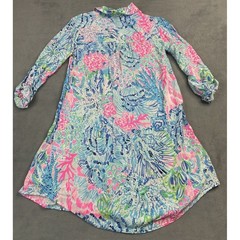 Lilly Pulitzer Dress Womens XXS Elsa Shirtdress Coastal Preppy Coastal Roll Tab