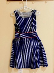 Robbie Bee Womens 6 Fit & Flare Polka Dot Scoop Neck Lined Zip Dress Knee